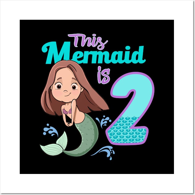 Mermaid Birthday 2 years old Second Birthday Party Wall Art by GAMAS Threads